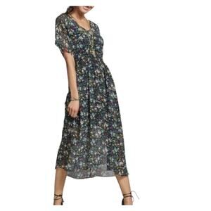 Cabi Floral Fiesta Party Dress Size Medium V-Neck Midi